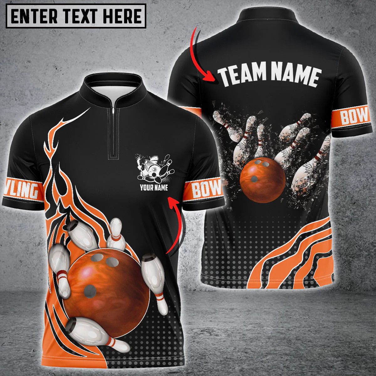 Customized Bowling Unisex Polo Shirt, Bowling And Breaking Pins Multicolor Option Customized Name And Team Name Polo Jerseys Shirts - Image 79
