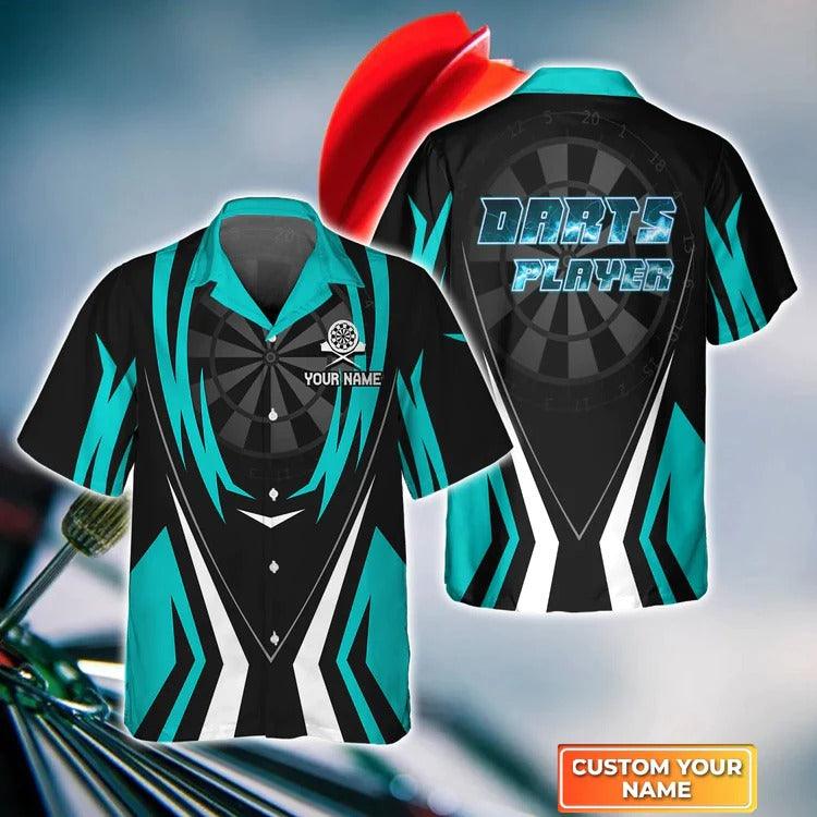 Customized Darts Hawaiian Shirt, Dartboard And Arrow Blue, Personalized Name Hawaiian Shirt For Men - Perfect Gift For Darts Lovers, Darts Players