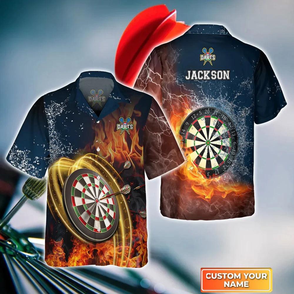 Customized Darts Hawaiian Shirt, Darts On Fire, Personalized Name Hawaiian Shirt For Men - Perfect Gift For Darts Lovers, Darts Players