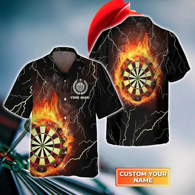 Customized Darts Hawaiian Shirt, Darts On Fire, Personalized Name Hawaiian Shirt For Men - Perfect Gift For Darts Lovers, Darts Players - Image 2