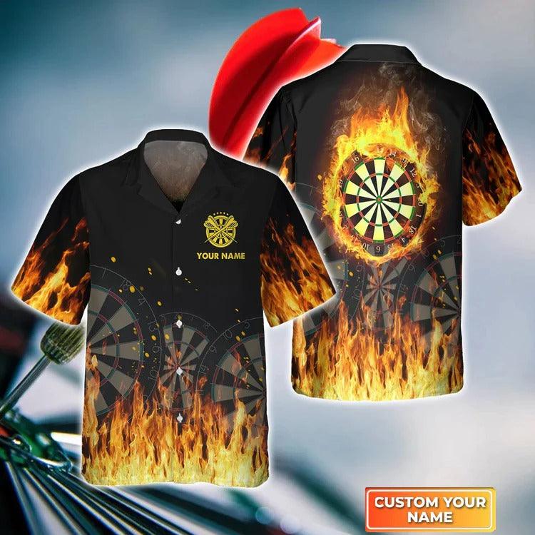 Customized Darts Hawaiian Shirt, Darts On Fire, Personalized Name Hawaiian Shirt For Men - Perfect Gift For Darts Lovers, Darts Players - Image 6