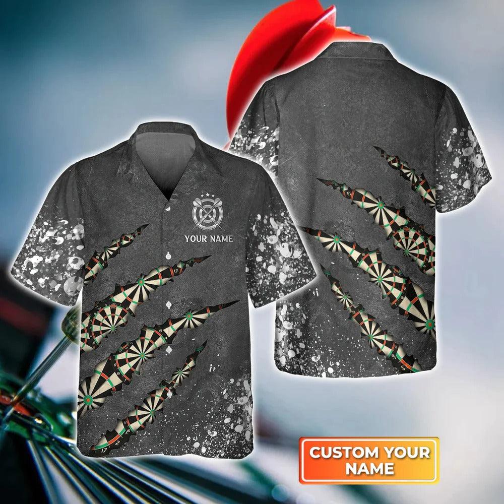 Customized Darts Hawaiian Shirt, Darts Paint Splash, Personalized Name Hawaiian Shirt For Men - Perfect Gift For Darts Lovers, Darts Players