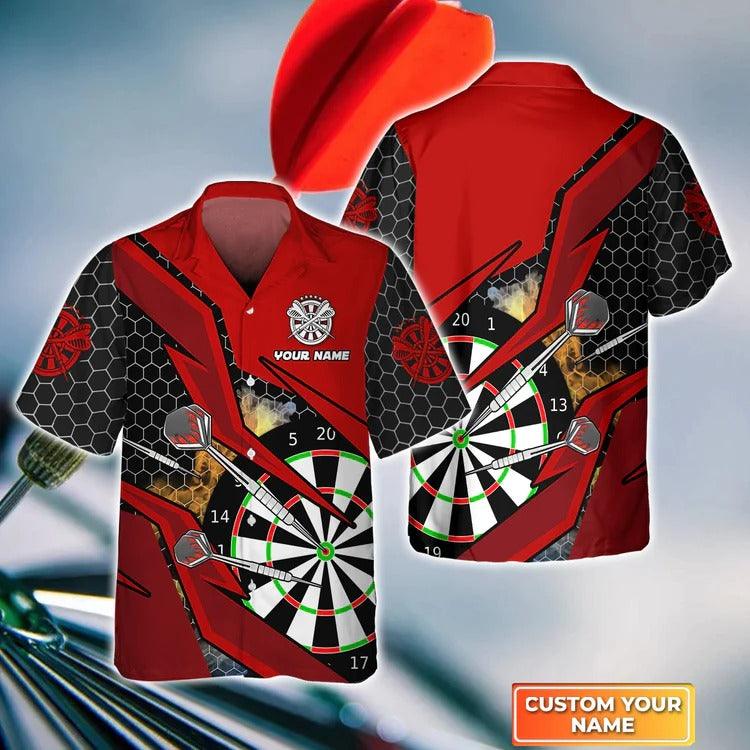 Customized Darts Hawaiian Shirt, Darts Red, Personalized Name Hawaiian Shirt For Men - Perfect Gift For Darts Lovers, Darts Players
