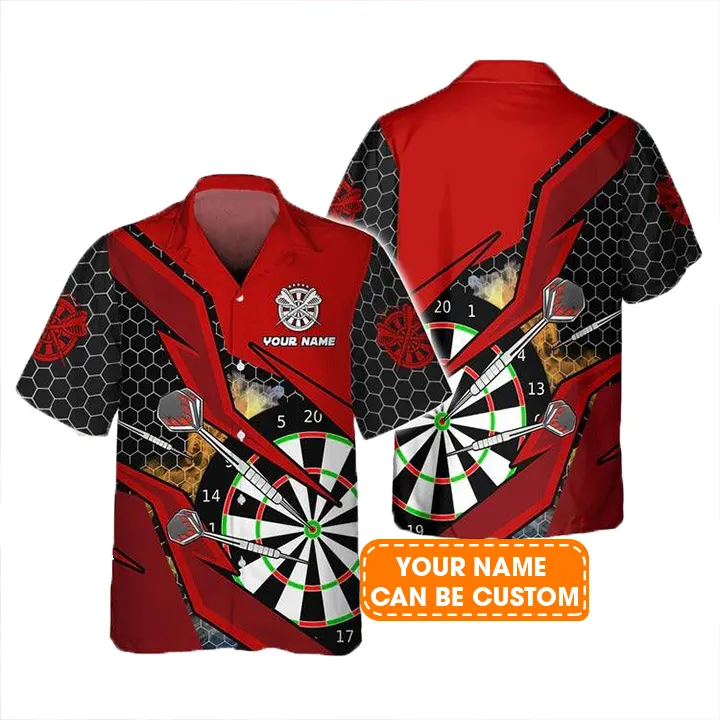 Customized Darts Hawaiian Shirt, Darts Red, Personalized Name Hawaiian Shirt For Men - Perfect Gift For Darts Lovers, Darts Players - Image 2