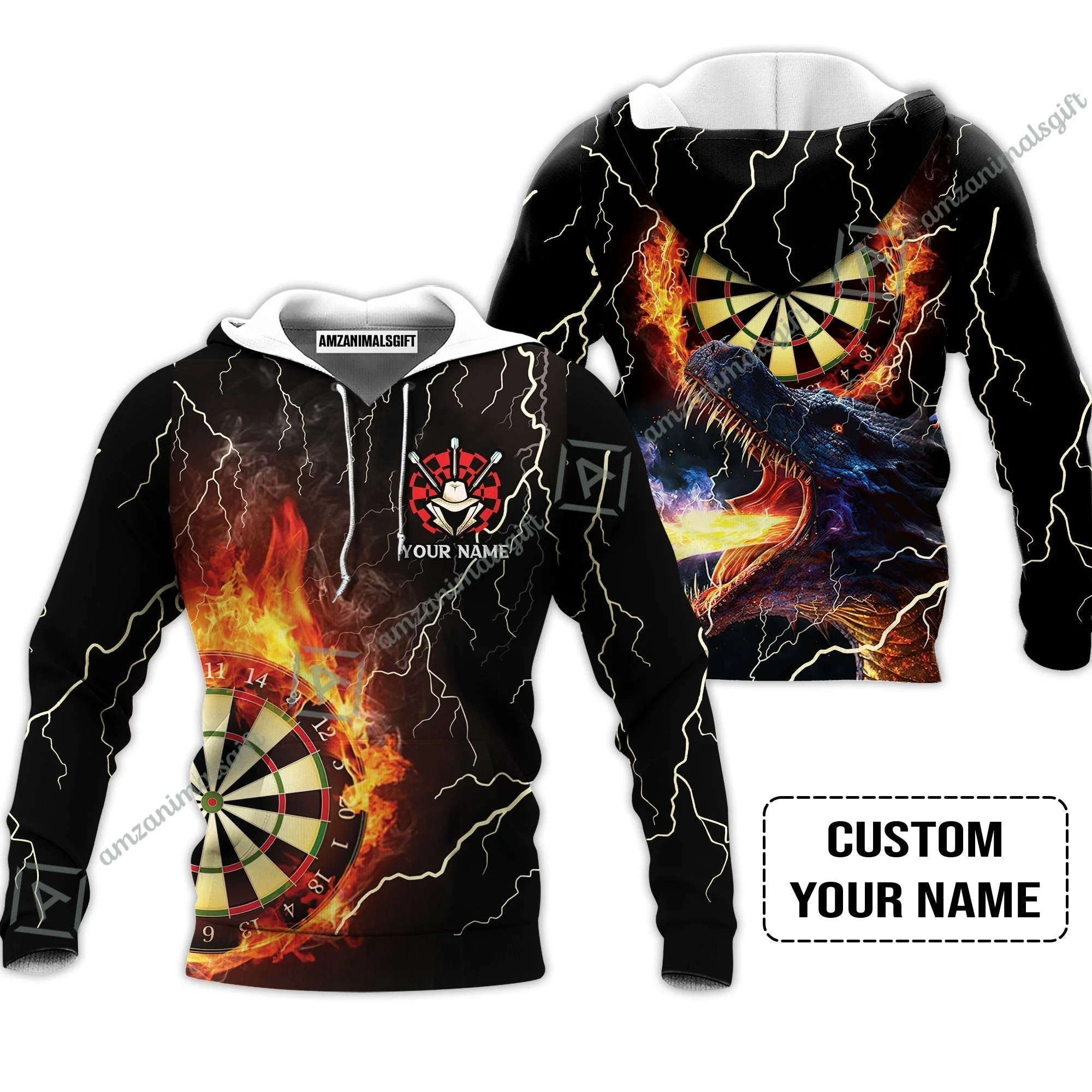 Customized Darts Hawaiian Shirt, Flame Dartboard, Personalized Name Dragon And Darts Hawaiian Shirt - Perfect Gift For Darts Lovers - Image 4
