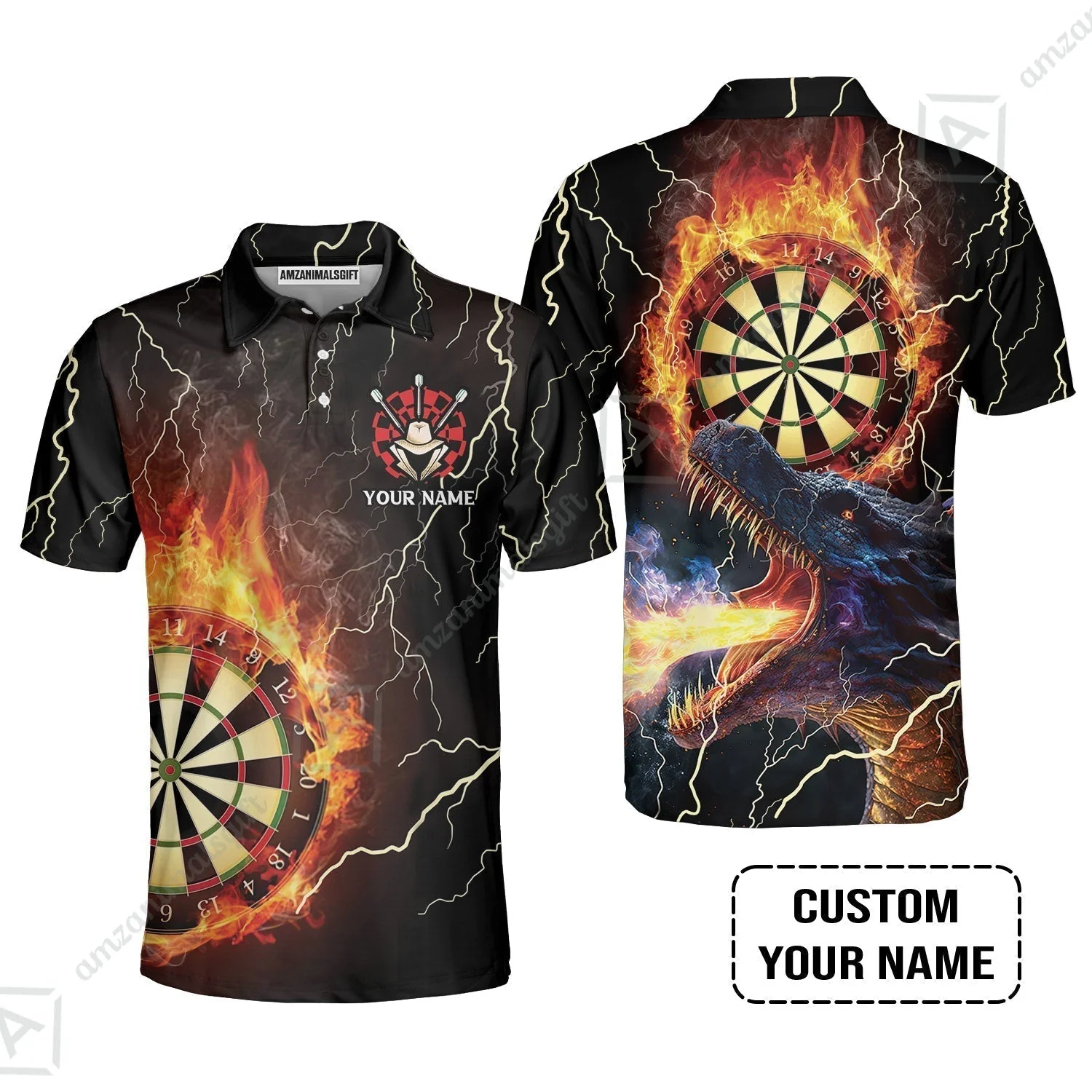 Customized Darts Hawaiian Shirt, Flame Dartboard, Personalized Name Dragon And Darts Hawaiian Shirt - Perfect Gift For Darts Lovers - Image 7
