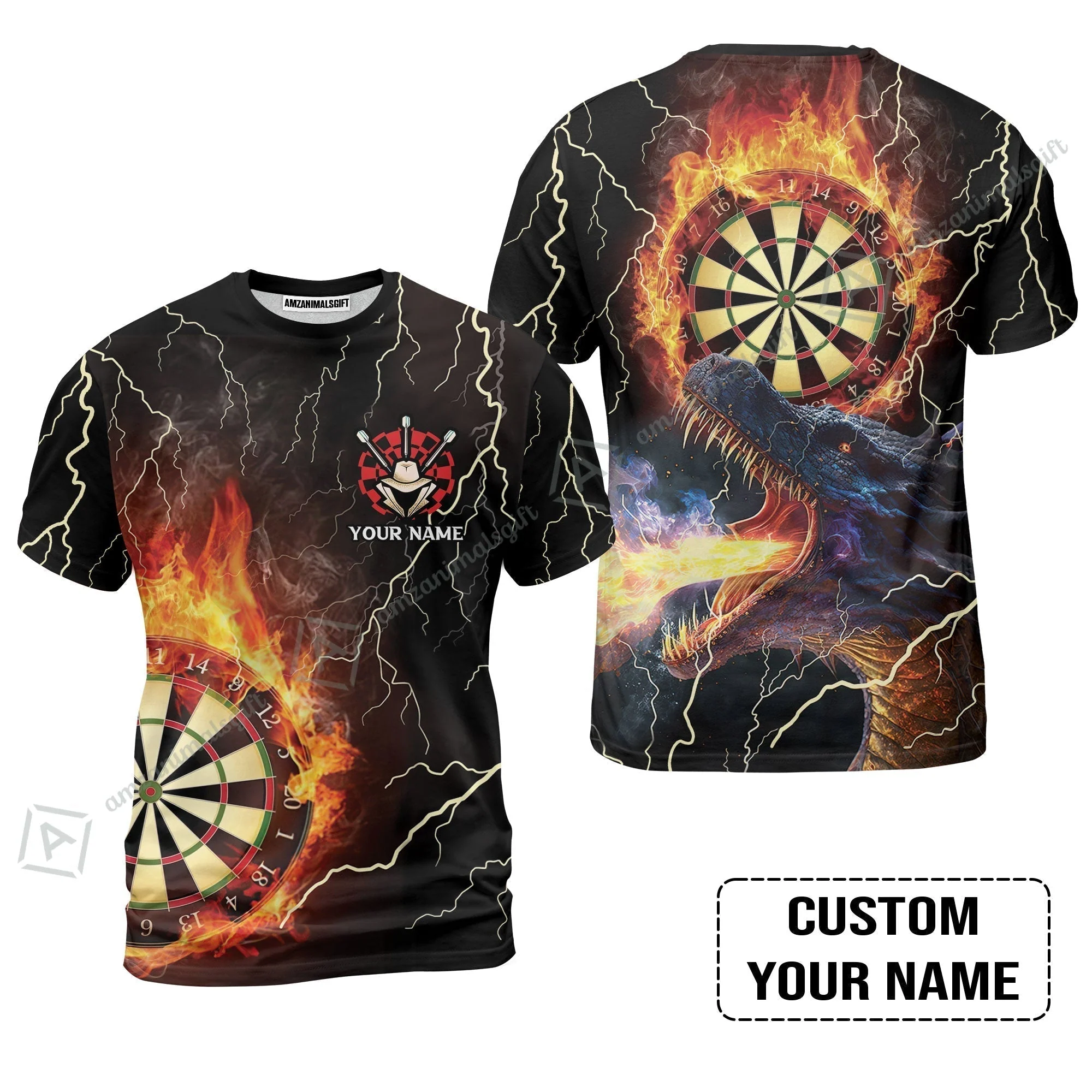 Customized Darts Hawaiian Shirt, Flame Dartboard, Personalized Name Dragon And Darts Hawaiian Shirt - Perfect Gift For Darts Lovers - Image 8