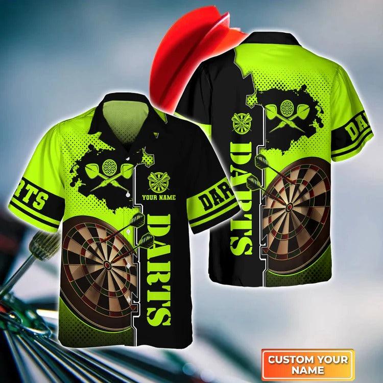 Customized Darts Hawaiian Shirt, Green Dartboard, Personalized Name Hawaiian Shirt For Men - Perfect Gift For Darts Lovers, Darts Players