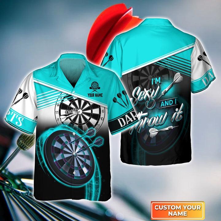 Customized Darts Hawaiian Shirt, I'm Sexy And I Throw It Personalized Name Hawaiian Shirt For Men - Perfect Gift For Darts Lovers, Darts Players - Image 2