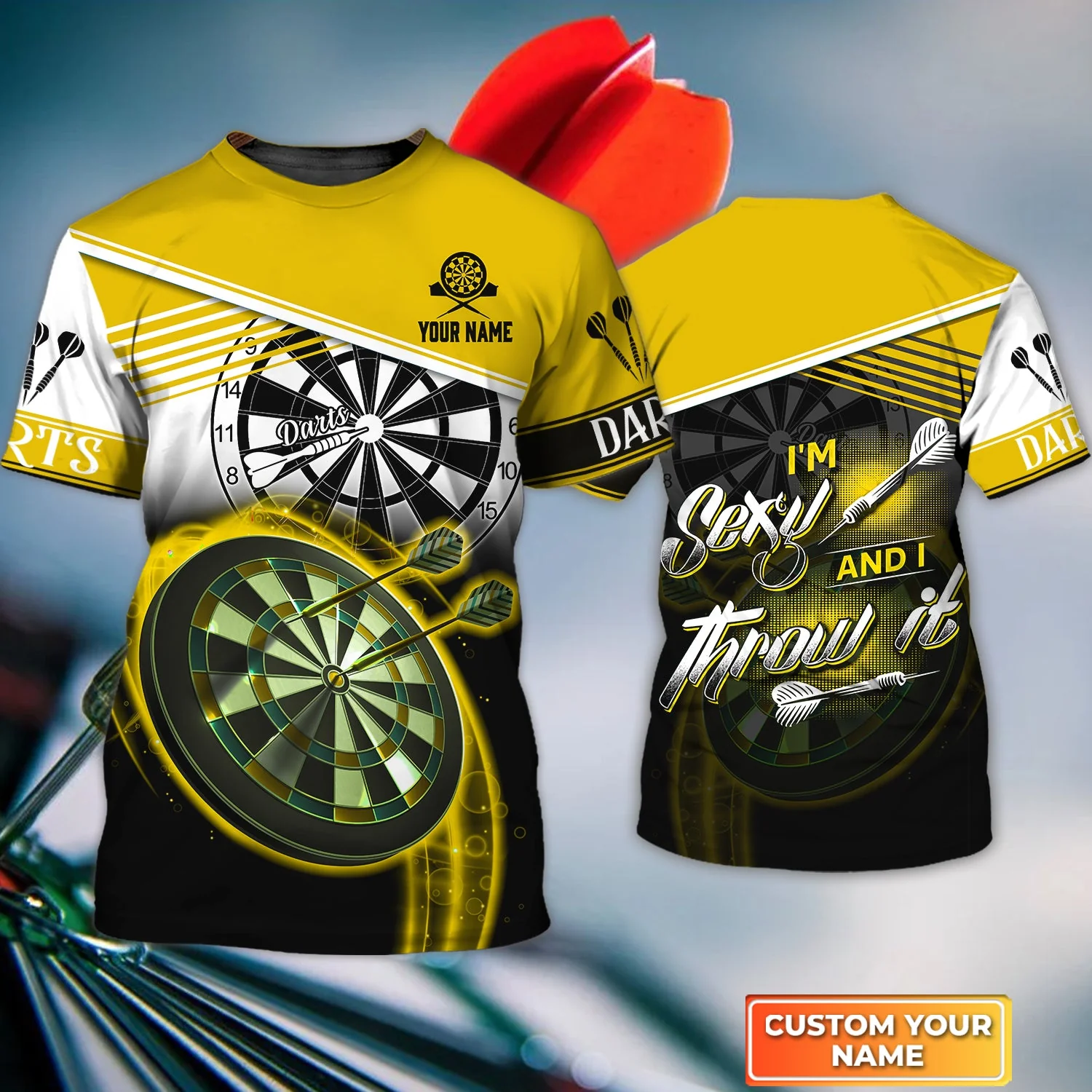 Customized Darts Hawaiian Shirt, I'm Sexy And I Throw It Yellow Darts Personalized Aloha Shirt For Men - Perfect Gift For Darts Lovers, Darts Players - Image 6