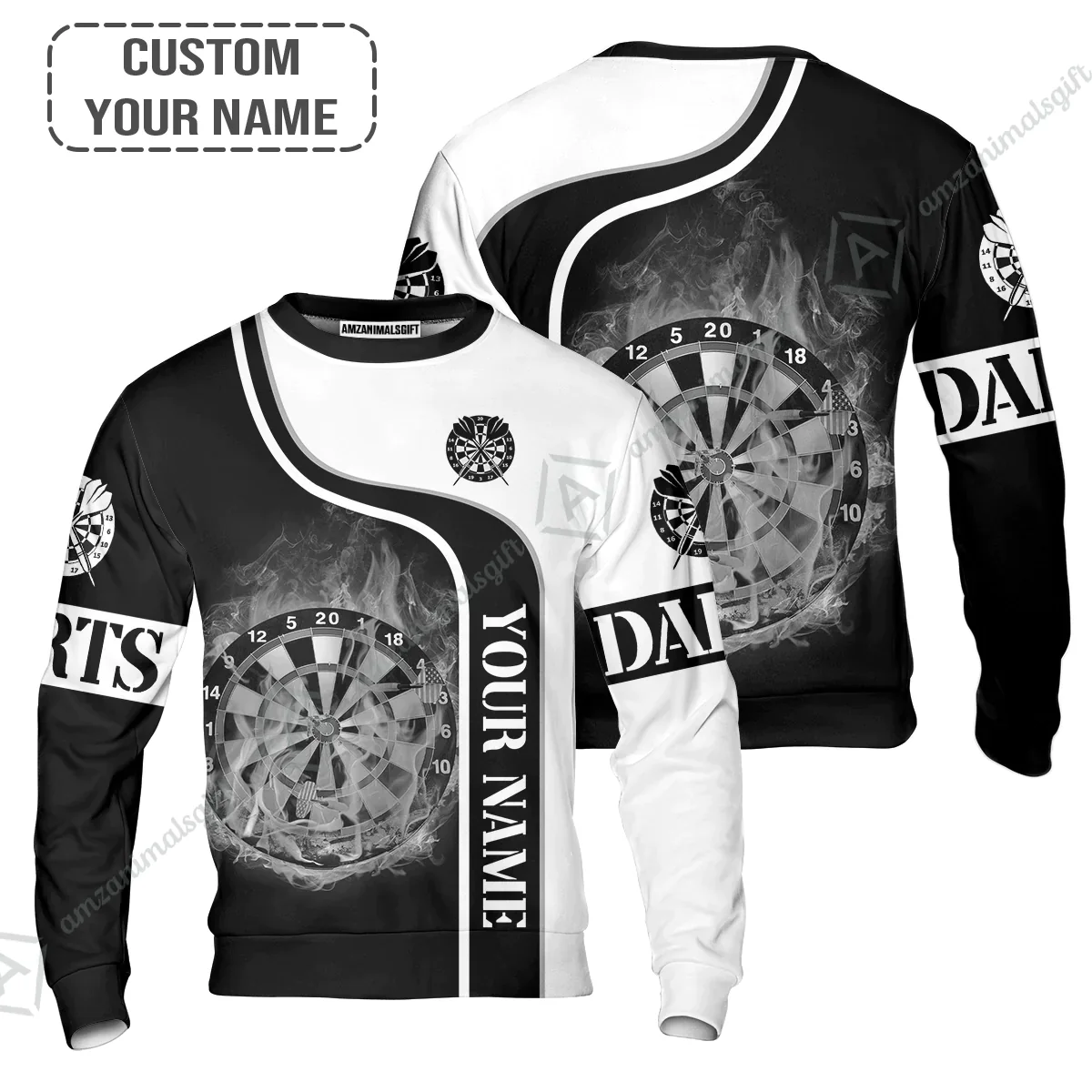 Customized Darts Hawaiian Shirt, Personalized Darts Black And White Shirt For Men And Women, Perfect Outfit For Darts Lovers, Darts Players - Image 8