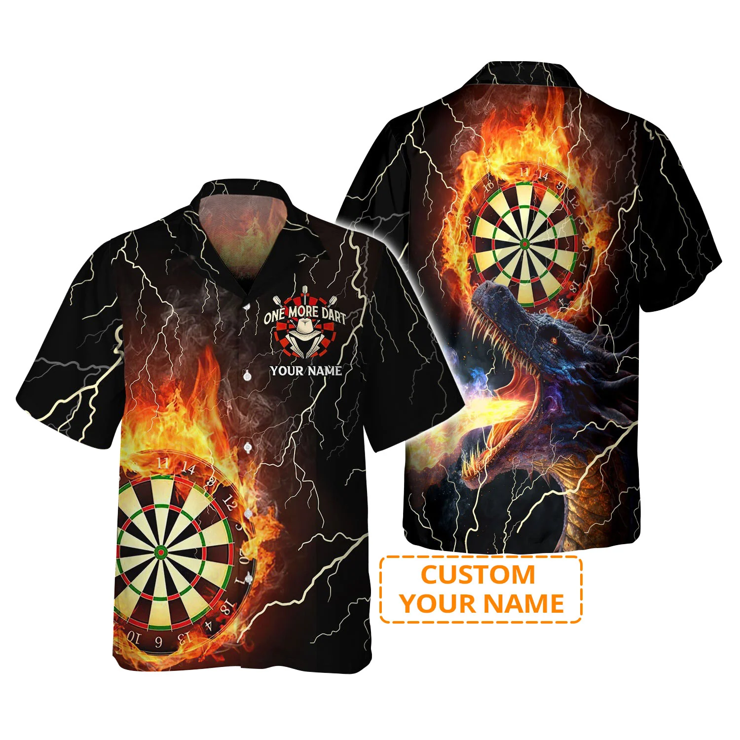 Customized Darts Hawaiian Shirt, Personalized Name Dragon And Darts Hawaiian Shirt For Men - Perfect Gift For Darts Lovers, Darts Players - Image 2