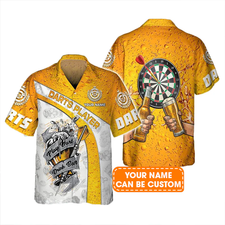 Customized Darts Hawaiian Shirt, Play Darts Drink Beer, Personalized Name Hawaiian Shirt For Men - Perfect Gift For Darts Lovers, Darts Players - Image 2