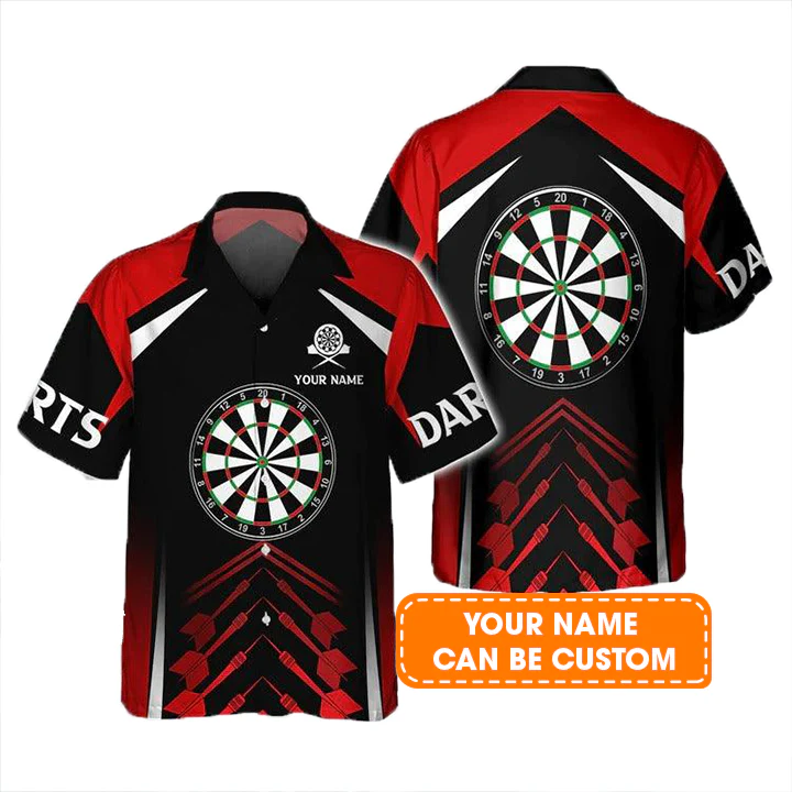 Customized Darts Hawaiian Shirt, Red Dartboard, Personalized Name Hawaiian Shirt For Men - Perfect Gift For Darts Lovers, Darts Players - Image 2
