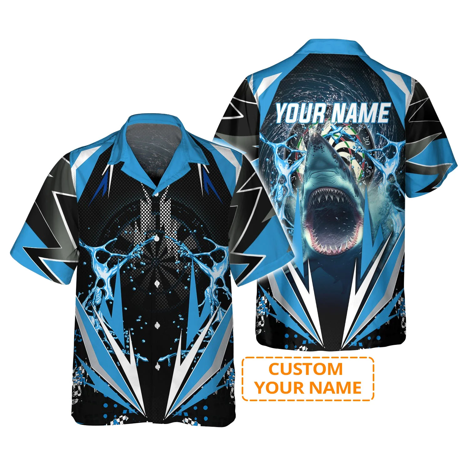 Customized Darts Hawaiian Shirt, Whirlpool Dartboard, Personalized Name Shark Hawaiian Shirt For Men - Perfect Gift For Darts Lovers, Darts Players - Image 2