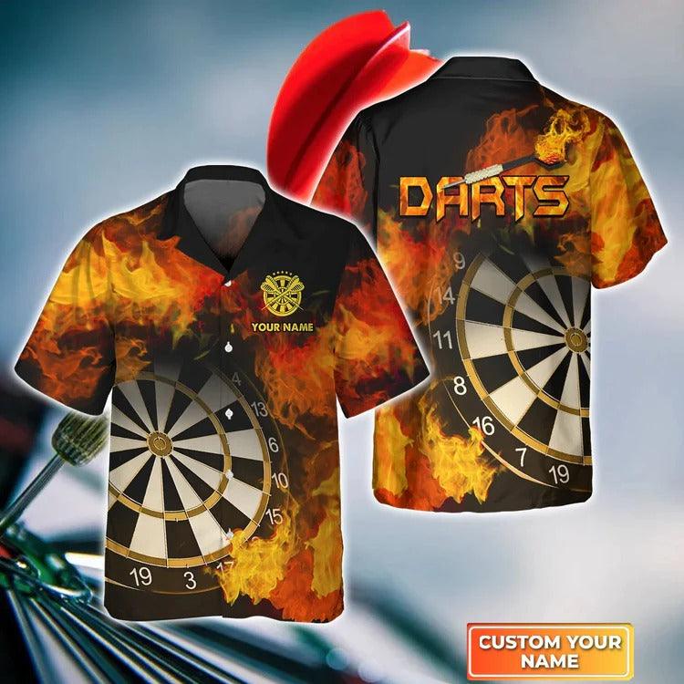 Customized Darts Hawaiian Shirt, Wolf And Darts Flame, Personalized Name Hawaiian Shirt For Men - Perfect Gift For Darts Lovers, Darts Players - Image 6