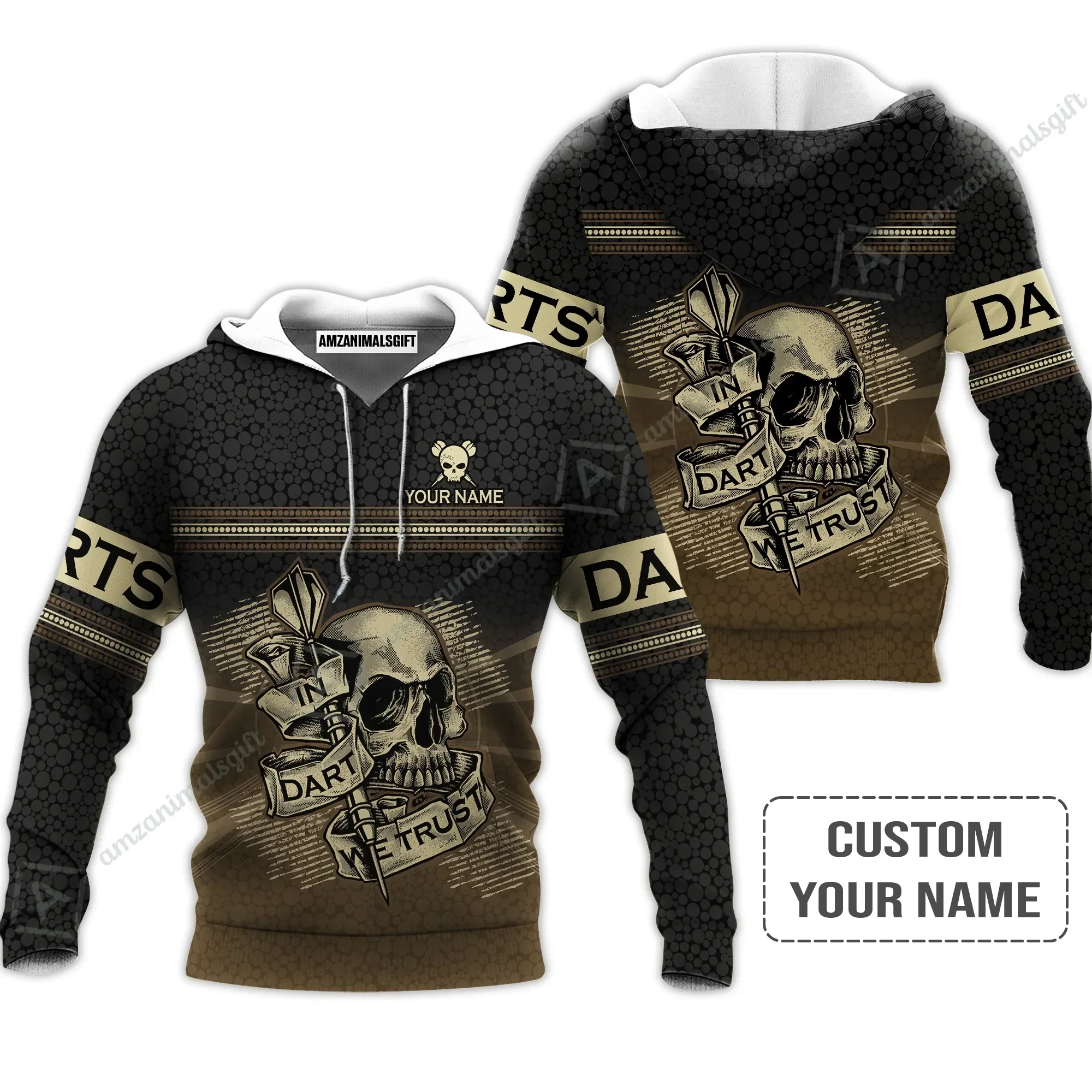 Customized Darts Hoodie, Darts Skull In Dart We Trust Shirt For Men And Women, Perfect Apparel For Darts Lovers, Darts Players - Image 2