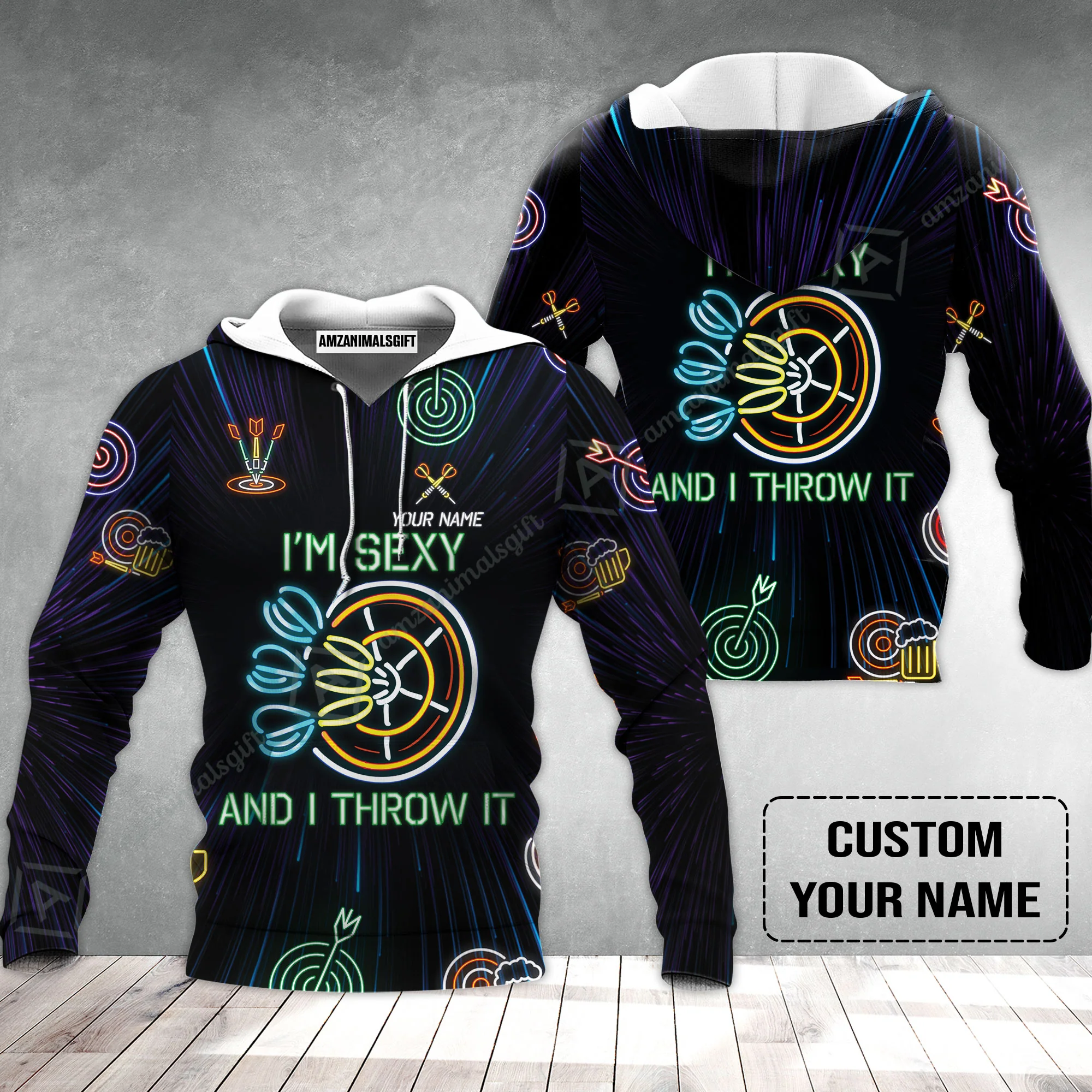 Customized Darts Hoodie, Personalized I'm Sexy And I Throw It Darts Hoodie - Image 2