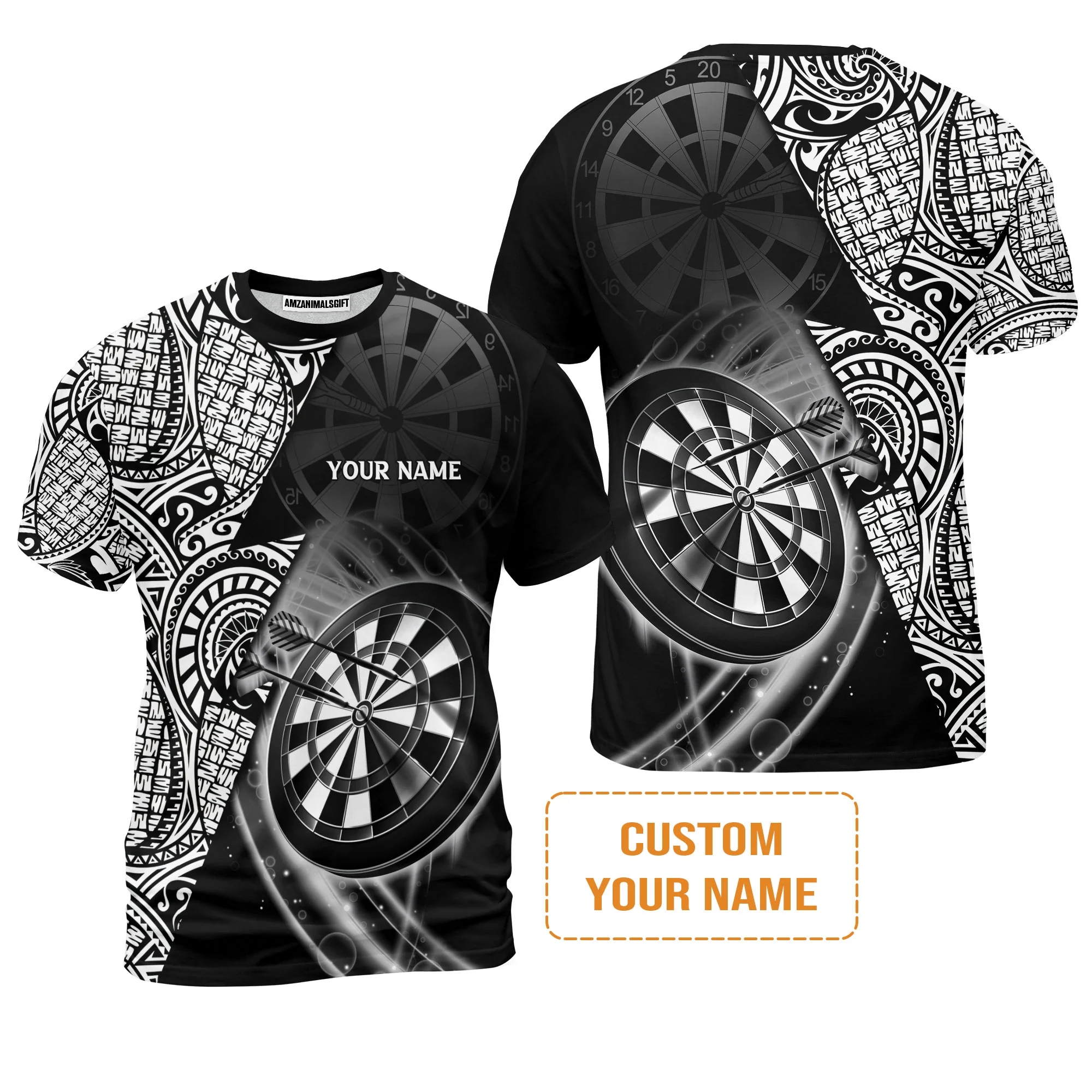 Customized Darts Polo Shirt, Black & White Tattoo Darts, Personalized Name Polo Shirt For Men - Perfect Gift For Darts Lovers, Darts Players - Image 4