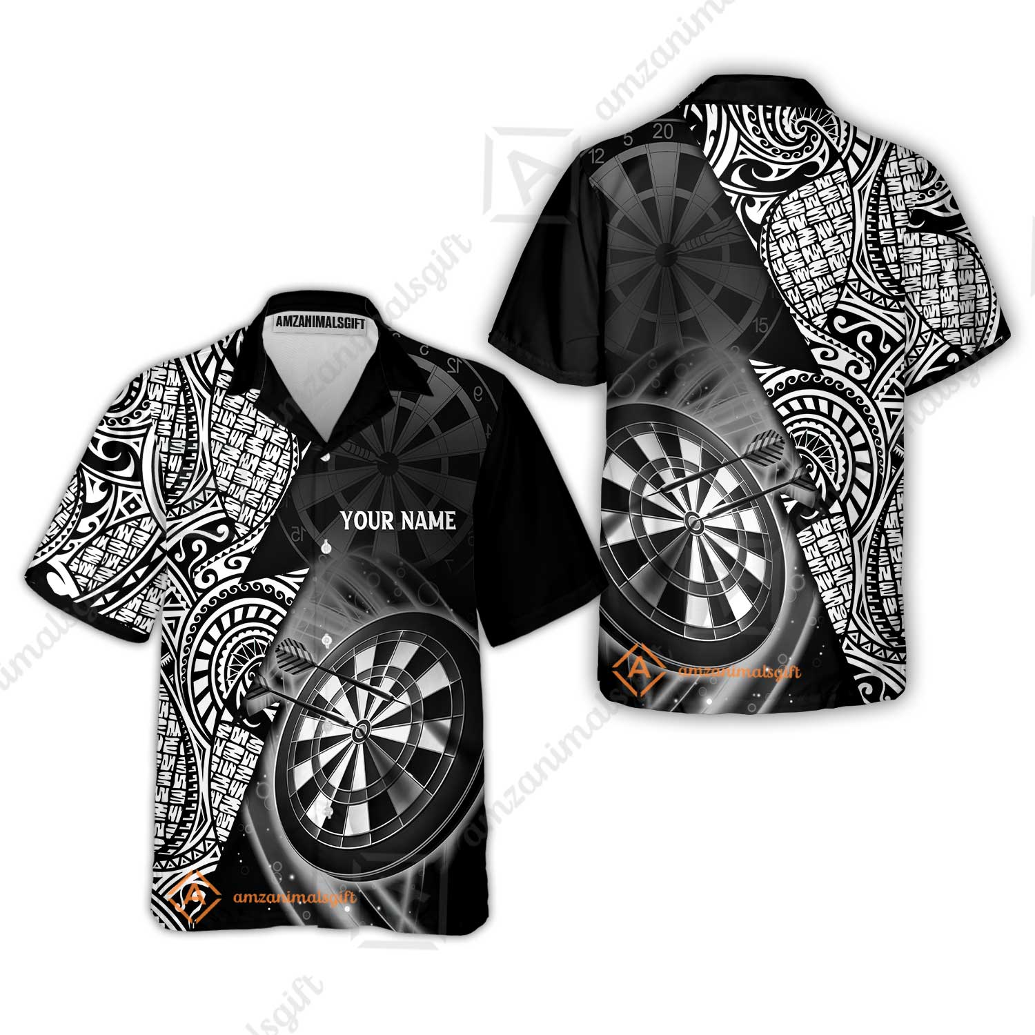 Customized Darts Polo Shirt, Black & White Tattoo Darts, Personalized Name Polo Shirt For Men - Perfect Gift For Darts Lovers, Darts Players - Image 7
