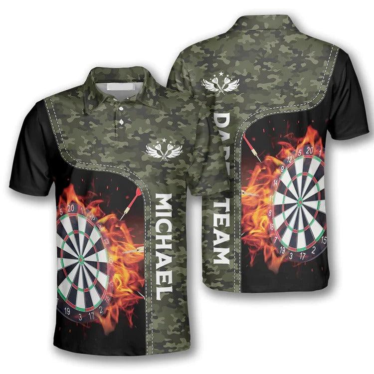 Customized Darts Polo Shirt, Camouflage Dartboard Fire Team Polo Shirt, Personalized Polo Shirt For Men - Perfect Gift For Darts Lovers, Darts Players - Image 2