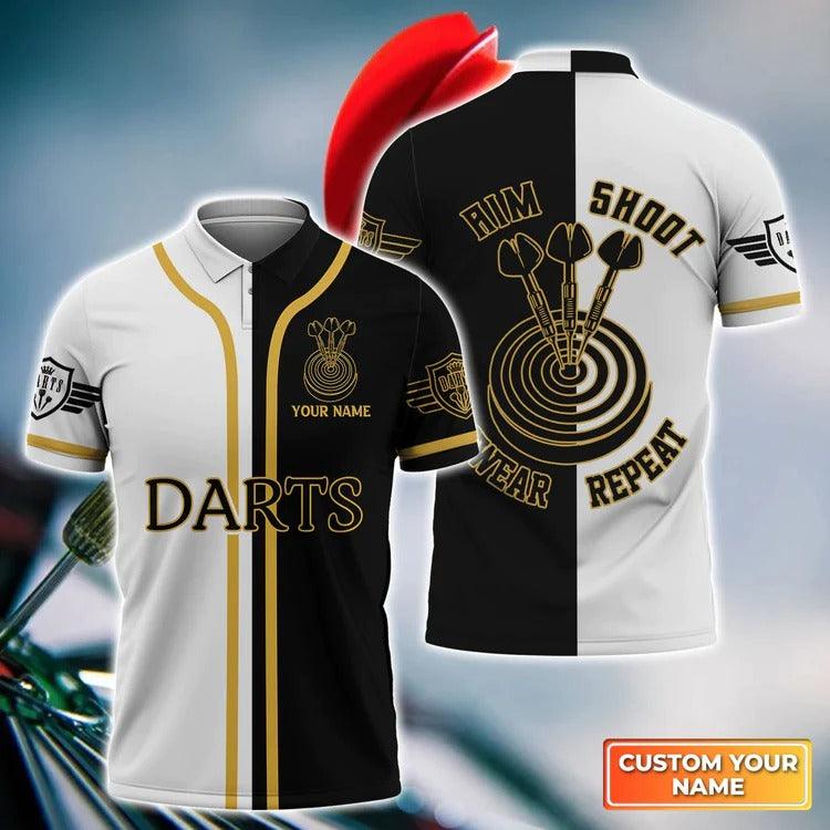 Customized Darts Polo Shirt, Darts Aim Shoot Swear Repeat, Personalized Name Polo Shirt For Men - Perfect Gift For Darts Lovers, Darts Players
