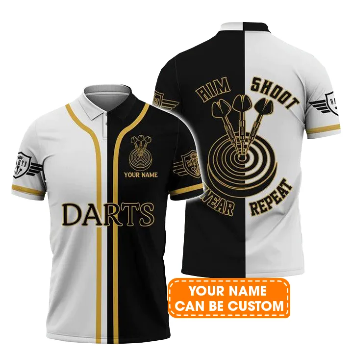 Customized Darts Polo Shirt, Darts Aim Shoot Swear Repeat, Personalized Name Polo Shirt For Men - Perfect Gift For Darts Lovers, Darts Players - Image 2