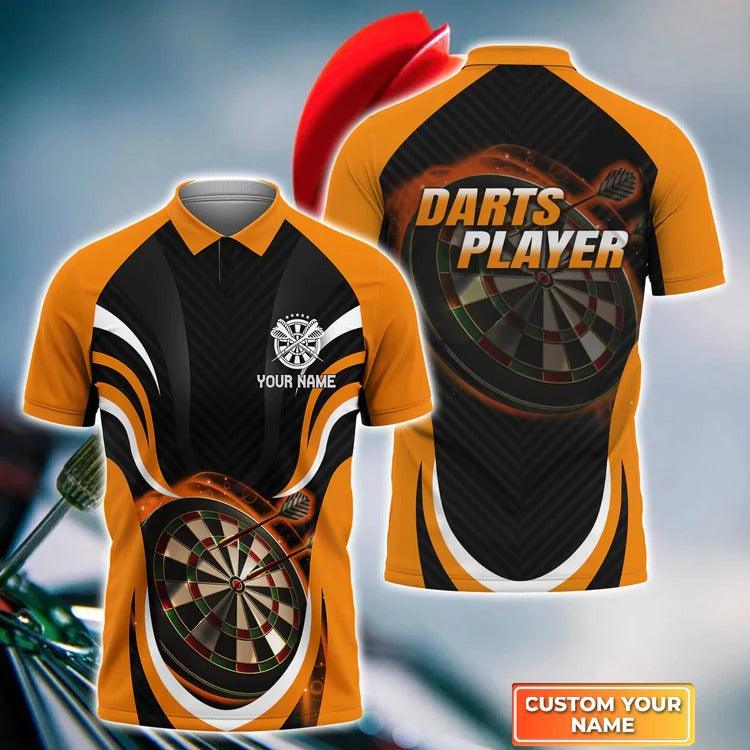 Customized Darts Polo Shirt, Darts Black Orange Polo Shirt , Personalized Name Polo Shirt For Men - Perfect Gift For Darts Lovers, Darts Players