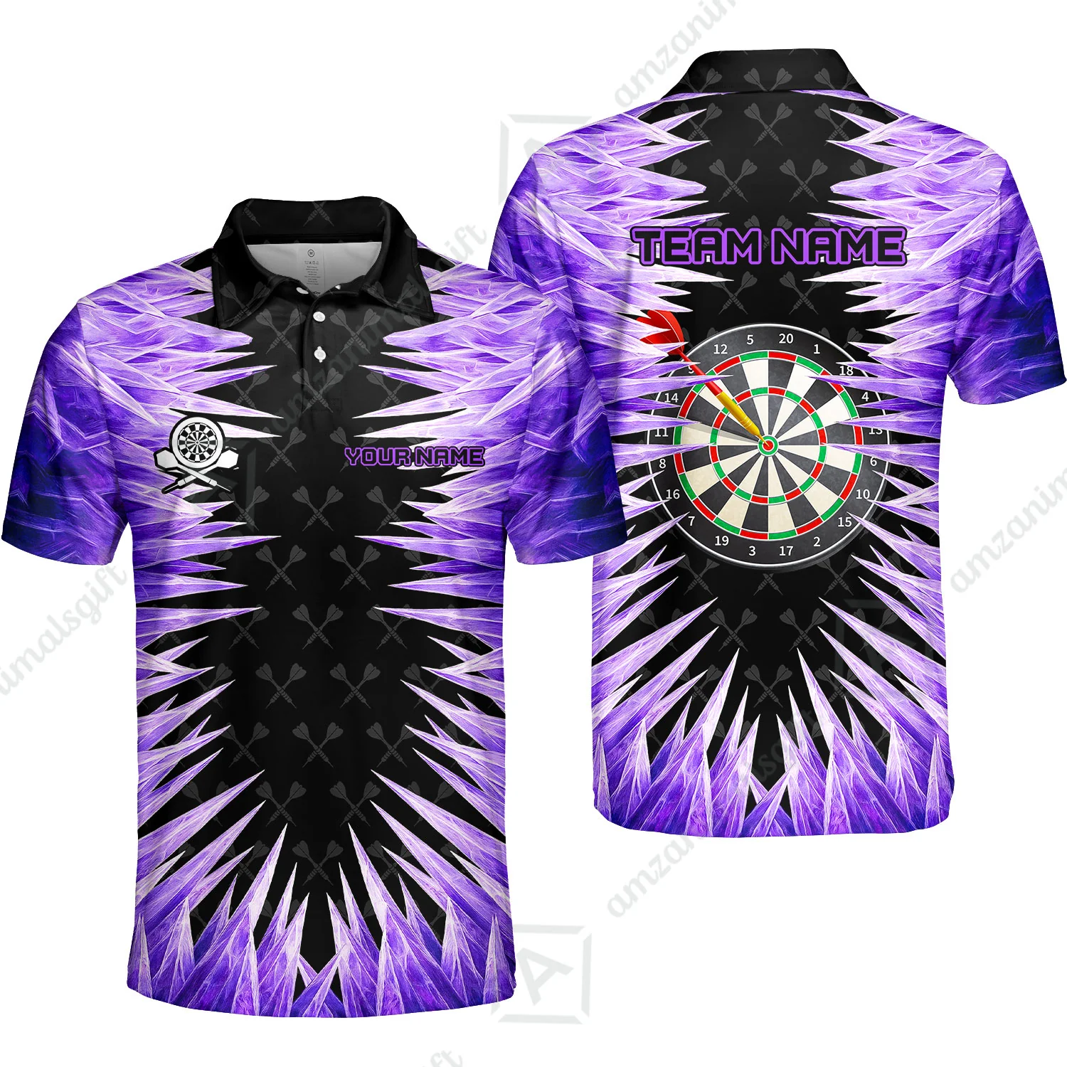 Customized Darts Polo Shirt, Darts Dartboard Ice And Fire Multicolor Custom Team Polo Shirts Jersey For Darts Players - Image 3