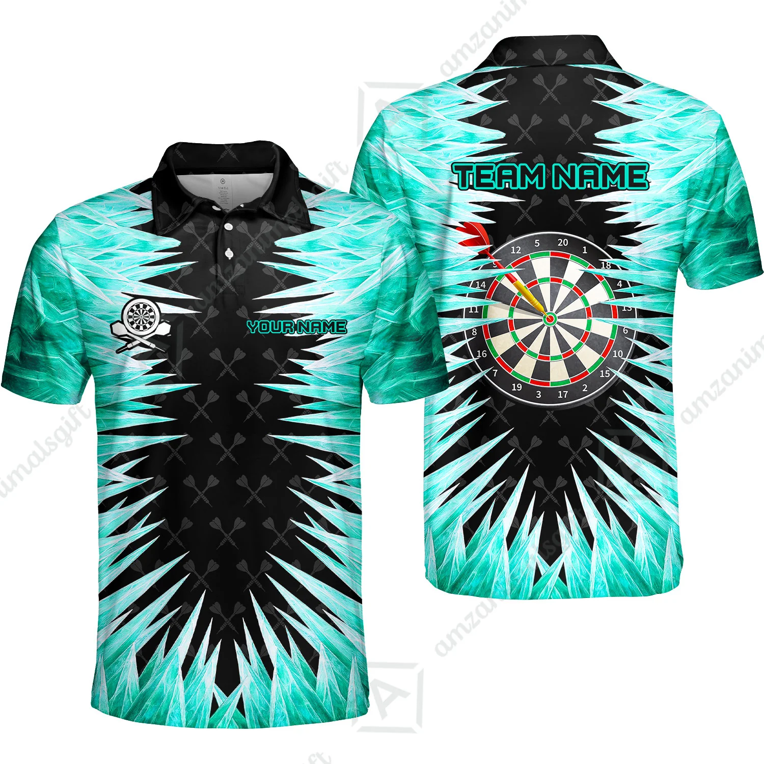 Customized Darts Polo Shirt, Darts Dartboard Ice And Fire Multicolor Custom Team Polo Shirts Jersey For Darts Players - Image 4