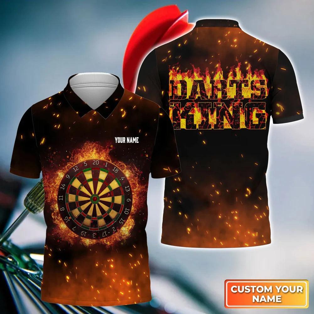 Customized Darts Polo Shirt, Flame Darts King, Personalized Name Polo Shirt For Men - Perfect Gift For Darts Lovers, Darts Players
