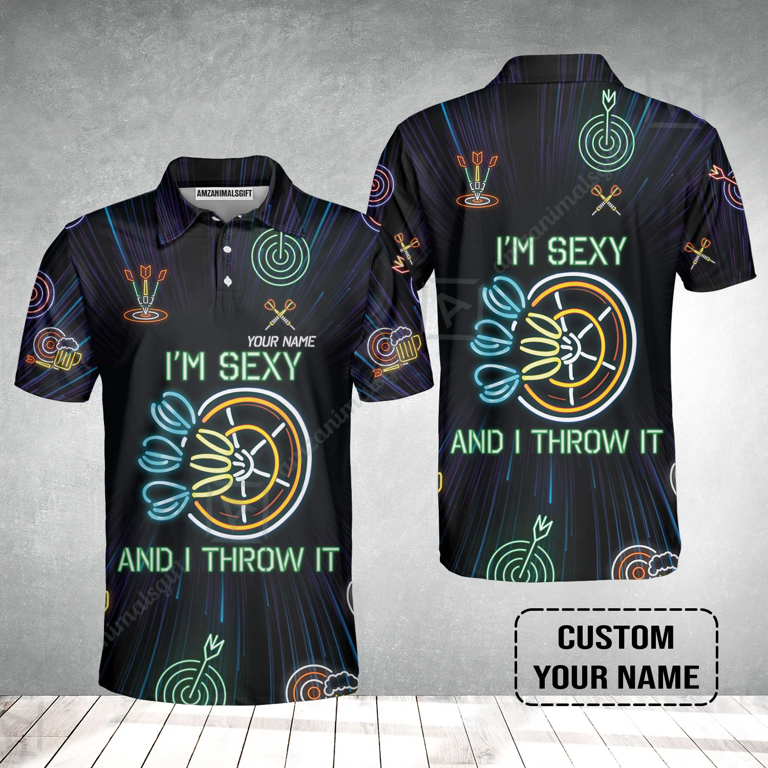Customized Darts Polo Shirt, Personalized I'm Sexy And I Throw It Darts Polo Shirt - Image 2