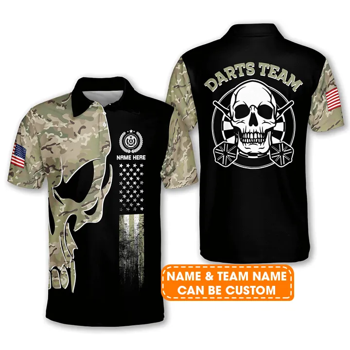 Customized Darts Polo Shirt, Skull Dart, Personalized Name Polo Shirt For Men, Team Uniform - Perfect Gift For Darts Lovers, Darts Players - Image 2
