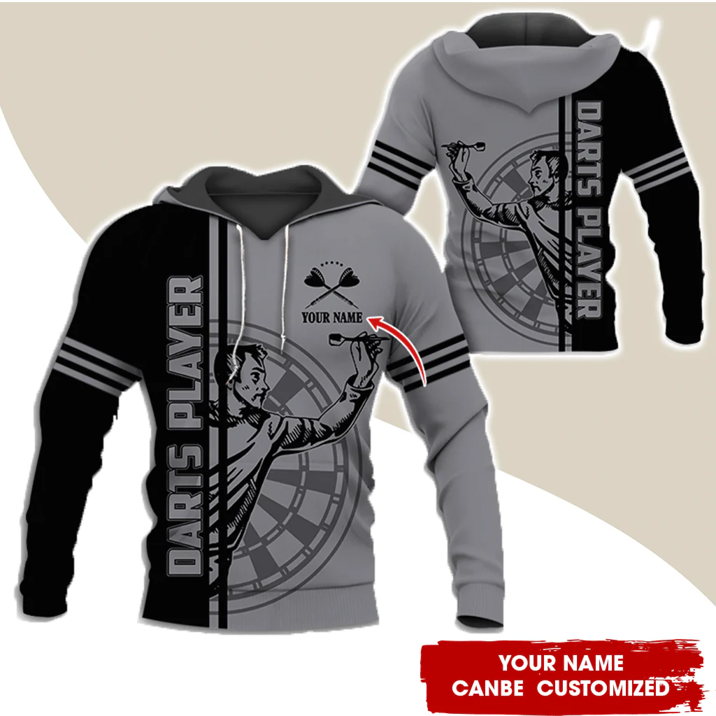 Customized Darts Premium Hoodie, Men Playing Darts Pattern Hoodie For Men & Women, Perfect Gift For Darts Lovers, Friend, Family - Image 2