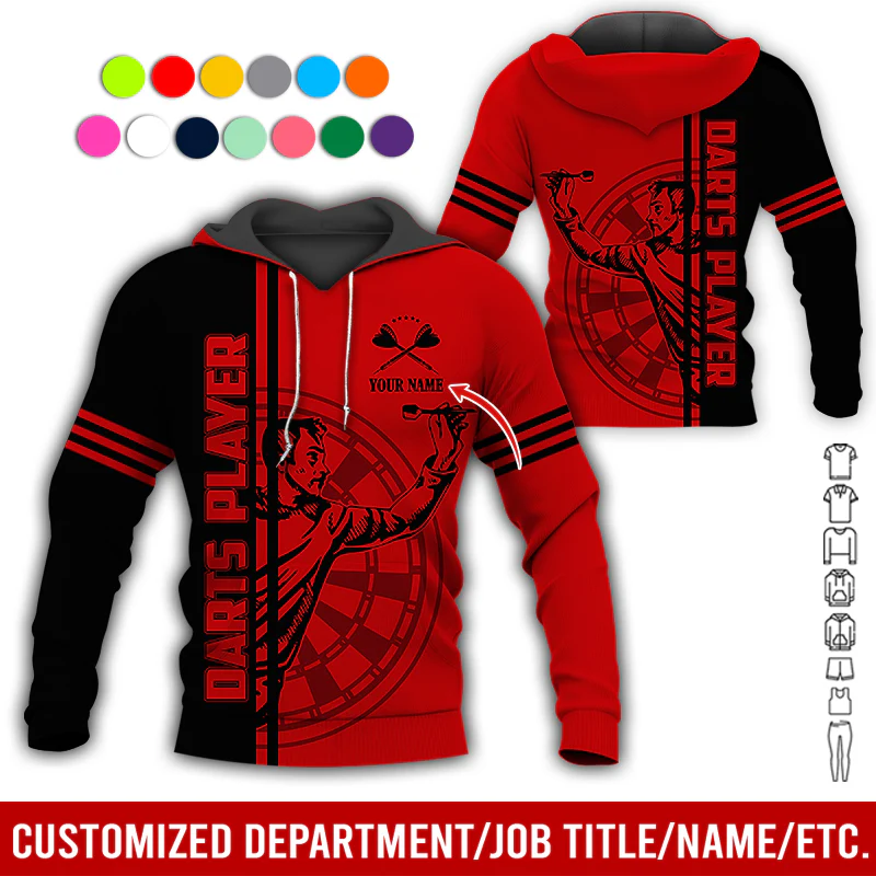 Customized Darts Premium Hoodie, Men Playing Darts Pattern Hoodie For Men & Women, Perfect Gift For Darts Lovers, Friend, Family - Image 4