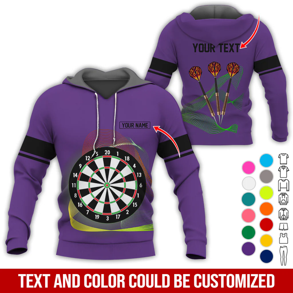 Customized Darts Premium Hoodie, Personalized Name & Text Hoodie, Black Line Pattern Hoodie For Men & Women, Perfect Gift For Darts Lovers, Friend, Family - Image 12