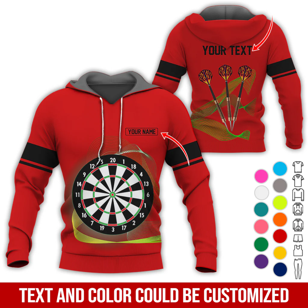 Customized Darts Premium Hoodie, Personalized Name & Text Hoodie, Black Line Pattern Hoodie For Men & Women, Perfect Gift For Darts Lovers, Friend, Family - Image 3