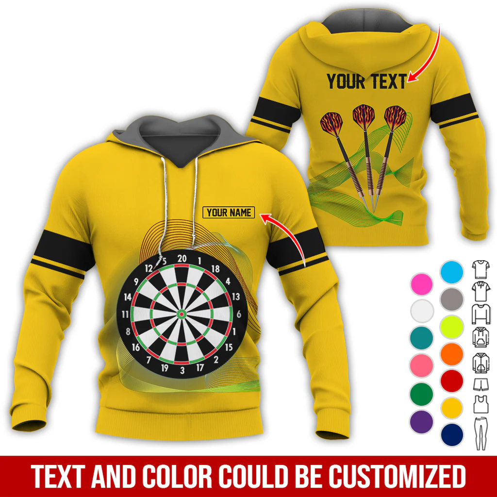 Customized Darts Premium Hoodie, Personalized Name & Text Hoodie, Black Line Pattern Hoodie For Men & Women, Perfect Gift For Darts Lovers, Friend, Family - Image 5