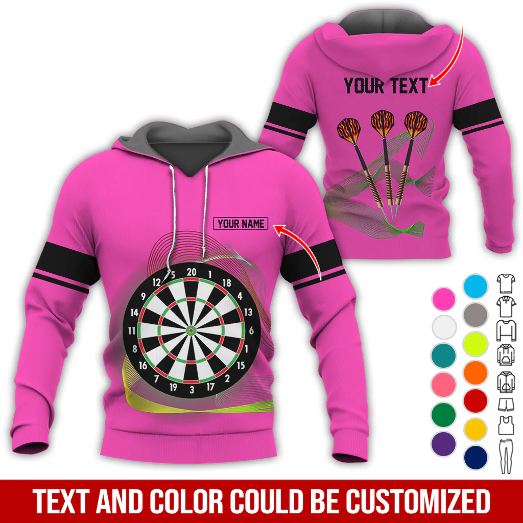 Customized Darts Premium Hoodie, Personalized Name & Text Hoodie, Black Line Pattern Hoodie For Men & Women, Perfect Gift For Darts Lovers, Friend, Family - Image 9