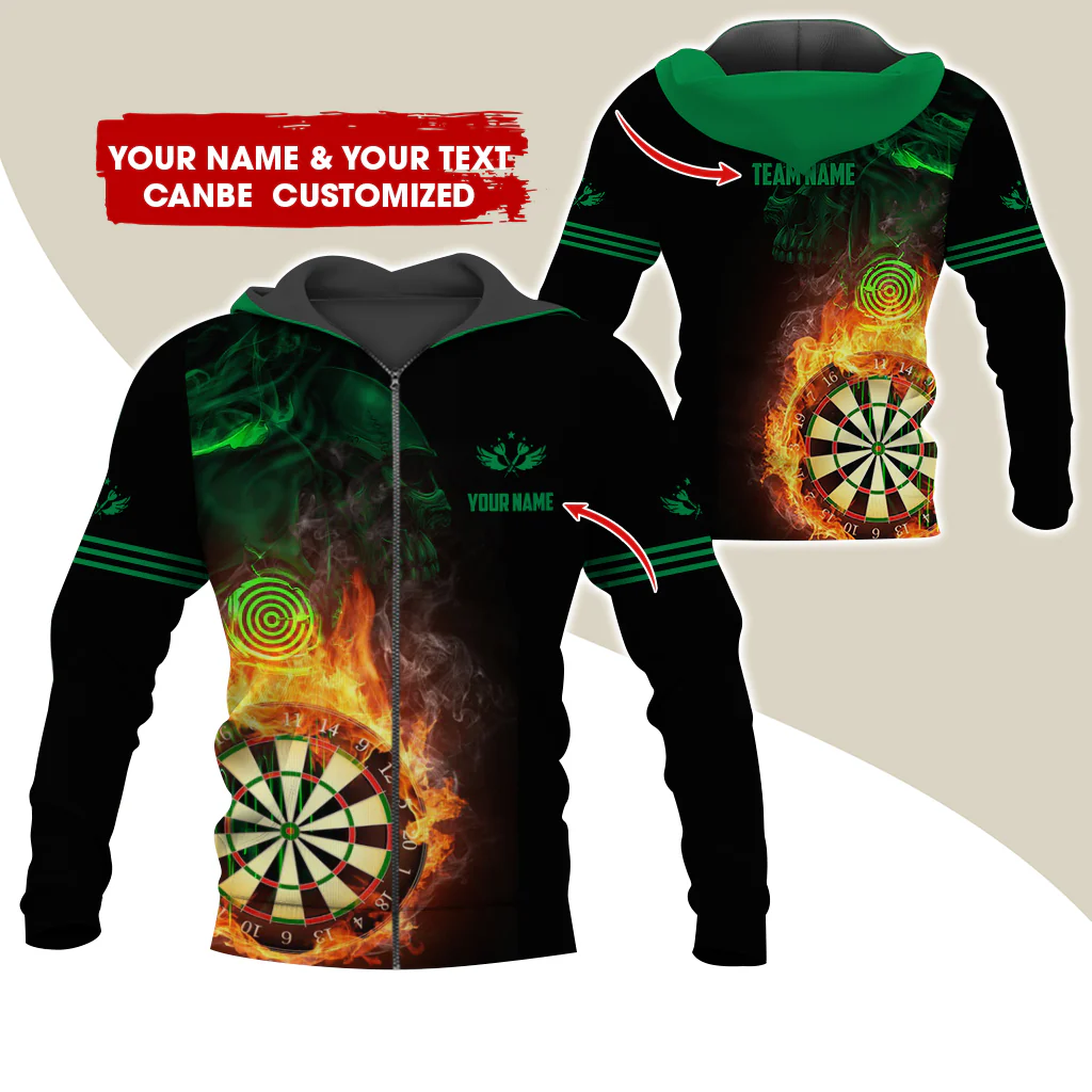 Customized Darts Premium Zip Hoodie, Personalized Name & Team Dartboard In Flame Team Zip Hoodie For Men & Women - Gift For Darts Lovers, Darts Players - Image 11