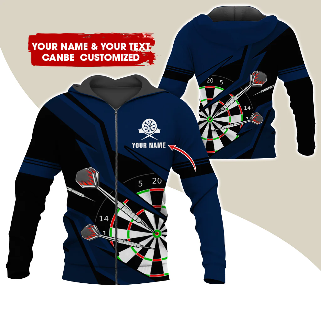 Customized Darts Premium Zip Hoodie, Personalized Name & Text Darts Team Zip Hoodie For Men & Women - Gift For Darts Lovers, Darts Players - Image 5