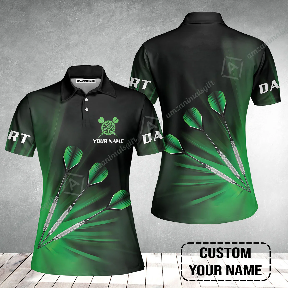 Customized Darts Short Sleeve Women Polo Shirt, Personalized Name Polo Shirt - Perfect Gift For Darts Lovers, Darts Players - Image 2