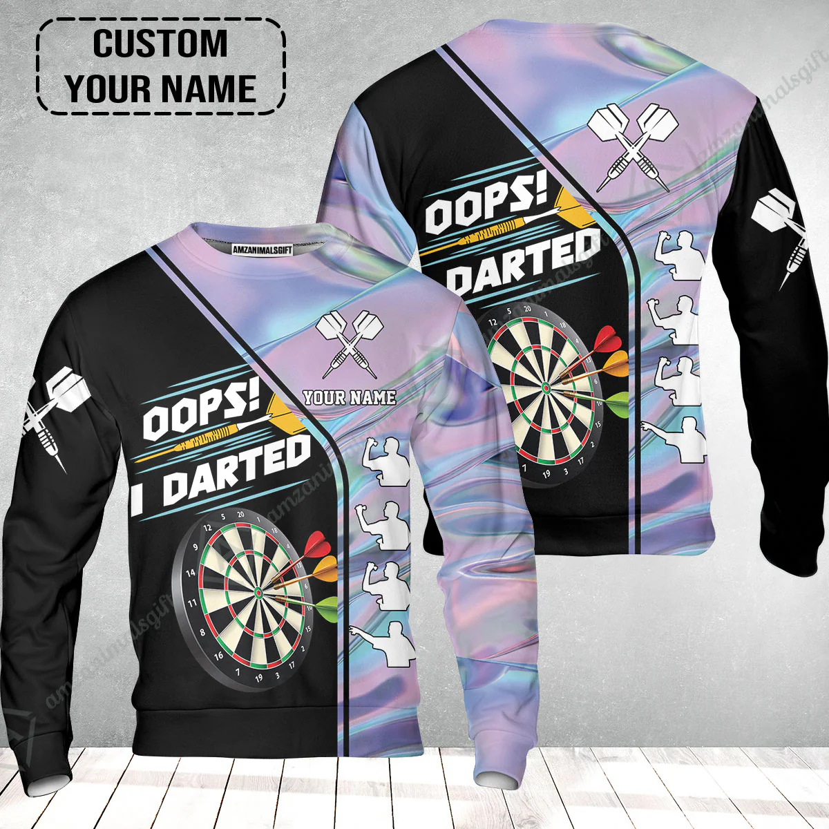 Customized Darts Sweatshirt, Dartboard, I Darted, Personalized Name Sweatshirt - Image 2