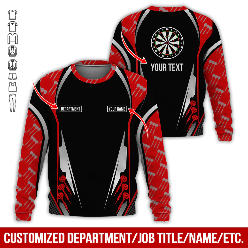 Customized Darts Sweatshirt, Darts Pattern Sweatshirt Black For Men & Women, Perfect Gift For Darts Lovers, Friend, Family - Image 6
