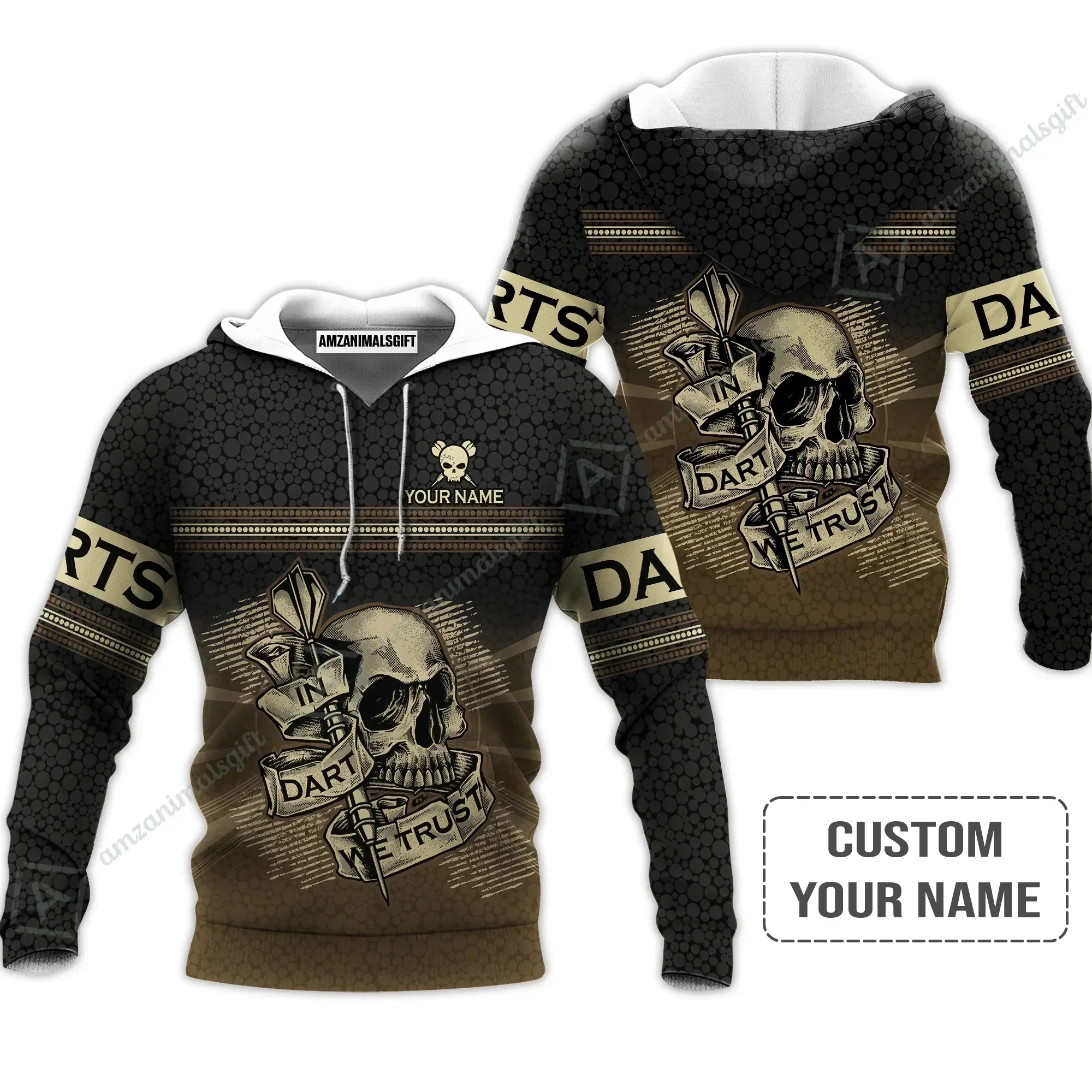 Customized Darts Sweatshirt, Darts Skull In Dart We Trust Sweatshirt For Men And Women, Perfect Outfit For Darts Lovers, Darts Players - Image 4