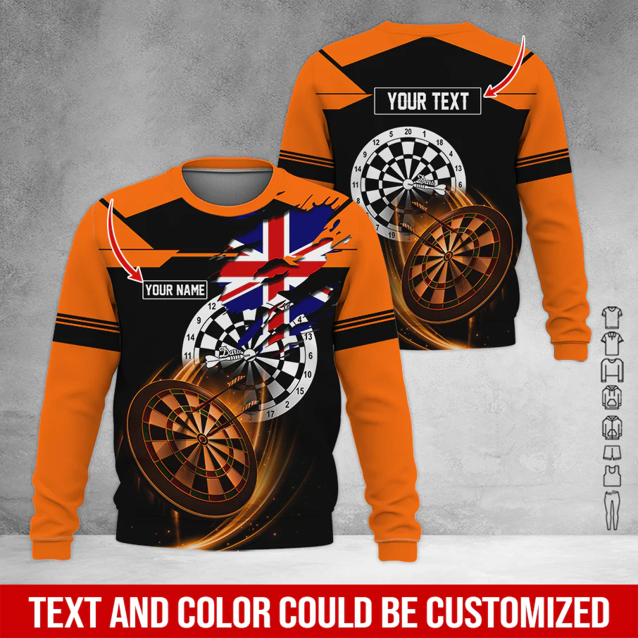 Customized Darts Sweatshirt, England Flag Pattern Sweatshirt For Men & Women, Perfect Gift For Darts Lovers, Friend, Family - Image 11