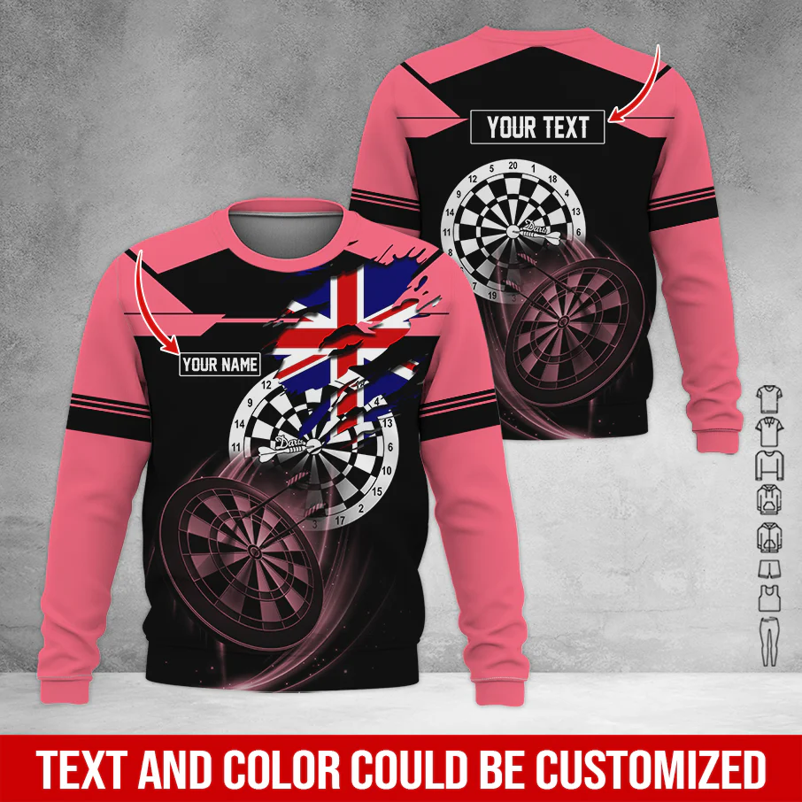 Customized Darts Sweatshirt, England Flag Pattern Sweatshirt For Men & Women, Perfect Gift For Darts Lovers, Friend, Family - Image 12
