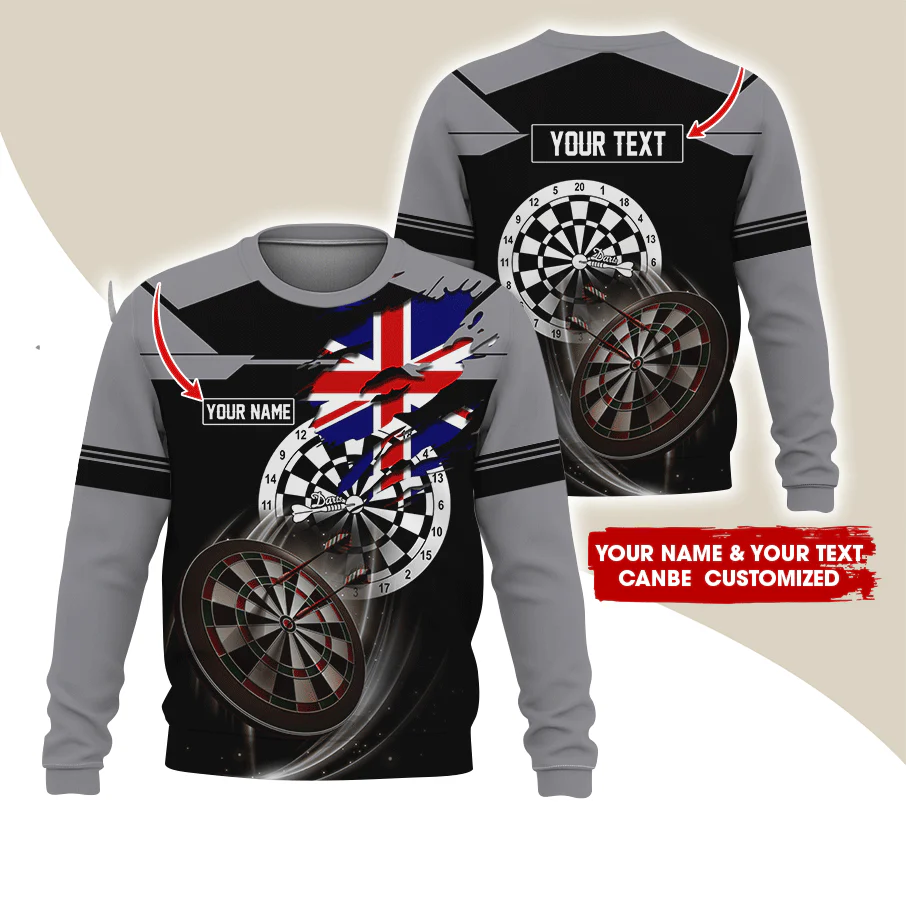 Customized Darts Sweatshirt, England Flag Pattern Sweatshirt For Men & Women, Perfect Gift For Darts Lovers, Friend, Family - Image 2