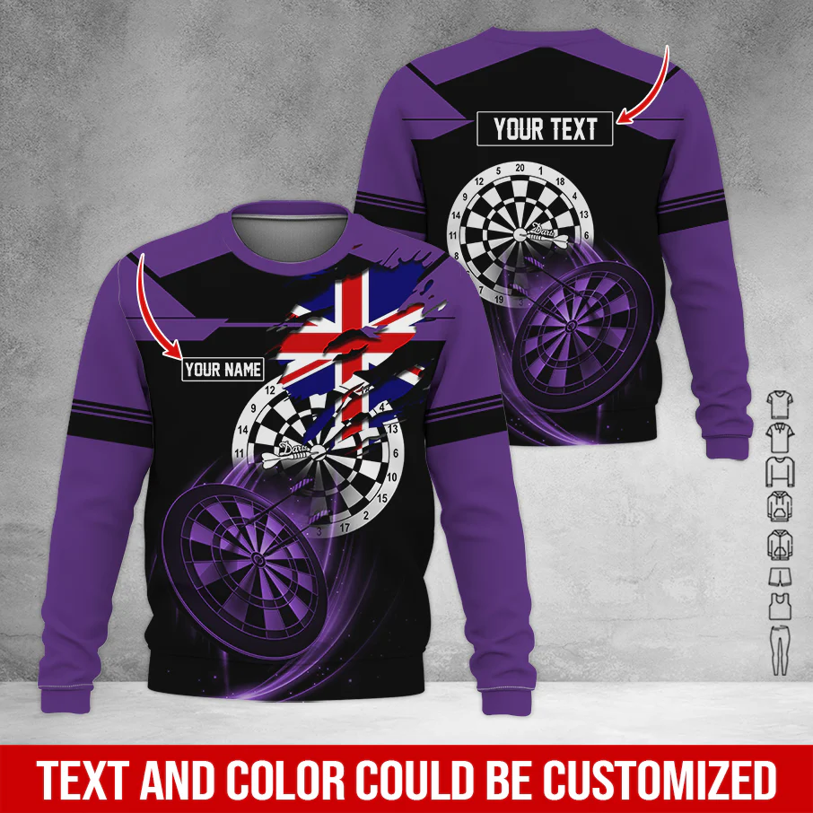 Customized Darts Sweatshirt, England Flag Pattern Sweatshirt For Men & Women, Perfect Gift For Darts Lovers, Friend, Family - Image 3