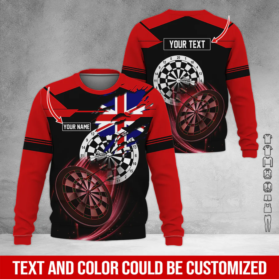 Customized Darts Sweatshirt, England Flag Pattern Sweatshirt For Men & Women, Perfect Gift For Darts Lovers, Friend, Family - Image 4